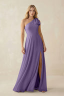 Tahiti Ruffled One Shoulder Chiffon Bridesmaid Dress With Slit in Tahiti | KISSBRIDAL