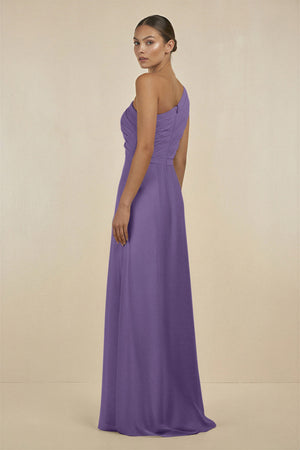 Tahiti Ruffled One-Shoulder Pleated Sheath Bridesmaid Dress (2) | KISSBRIDAL