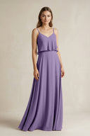Tahiti Ruffled Spaghetti Strap A-Line Chiffon Bridesmaid Dress in Tahiti | KISSBRIDAL
