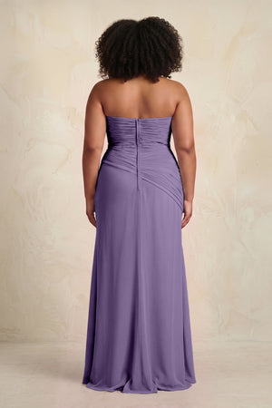 Tahiti Sheath Chiffon Strapless Pleated Bridesmaid Dress (4) [sizeplus] | KISSBRIDAL