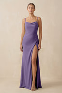 Tahiti Sheath Spaghetti Straps Chiffon Long Bridesmaid Dress | KISSBRIDAL