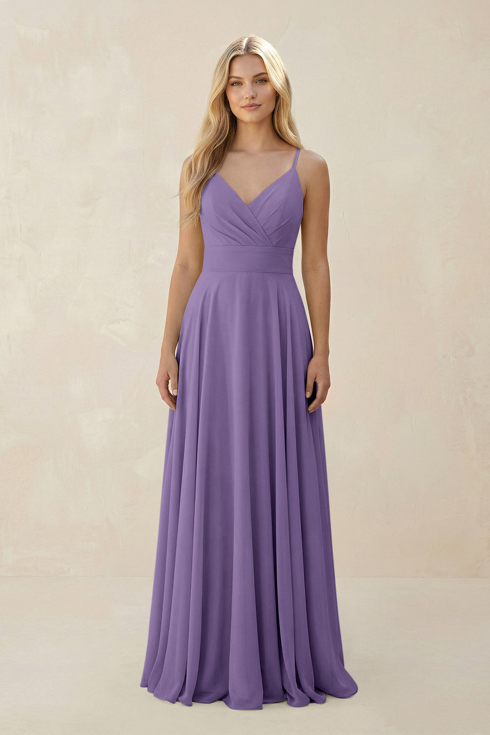 Spaghetti Strap A-Line Chiffon Bridesmaid Dress in Tahiti