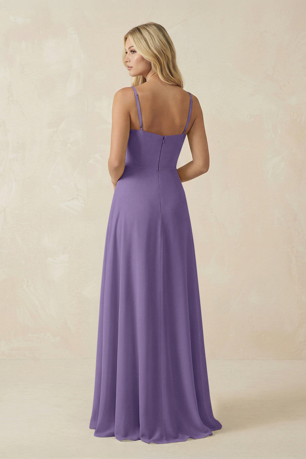 Spaghetti Strap Chiffon A-Line Bridesmaid Dress in Tahiti