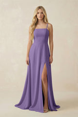 Tahiti Spaghetti Strap Chiffon A-Line Bridesmaid Dress | KISSBRIDAL