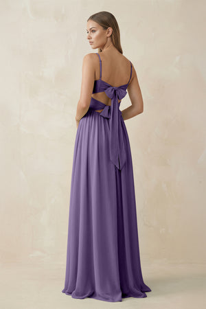 Tahiti Spaghetti Strap Pleated A-Line Chiffon Bridesmaid Dress (2) | KISSBRIDAL
