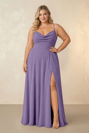 Tahiti Spaghetti Straps Chiffon A-Line Bridesmaid Dress [sizeplus] | KISSBRIDAL