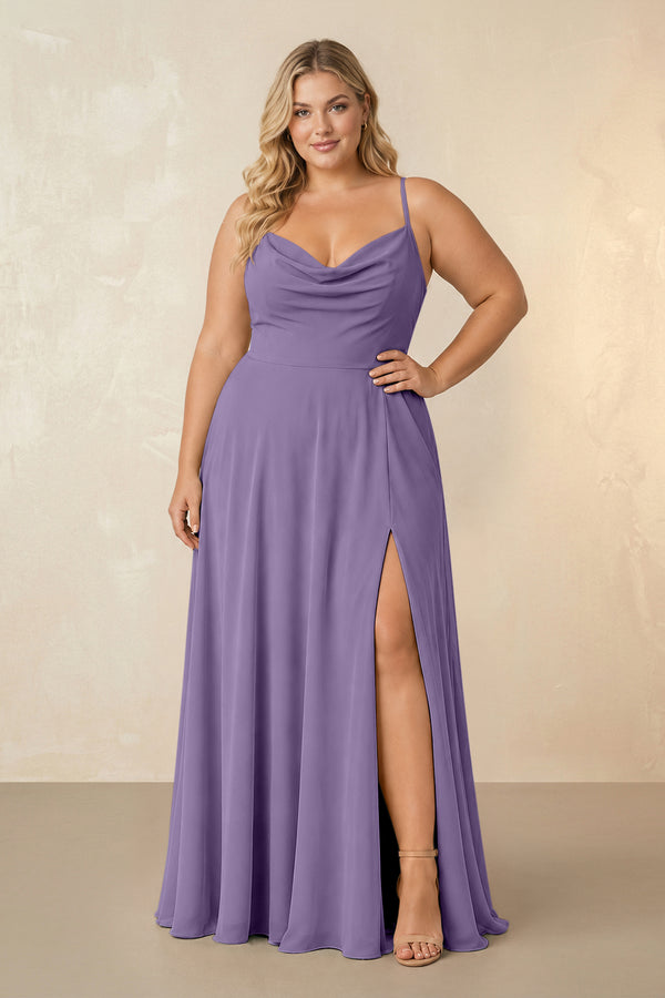 Tahiti Spaghetti Straps Chiffon A-Line Bridesmaid Dress [sizeplus] | KISSBRIDAL