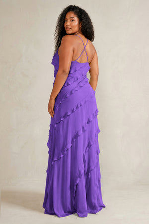Tahiti Spaghetti Straps Sheath Stain Ruffled Bridesmaid Dress (4) | KISSBRIDAL[sizeplus]