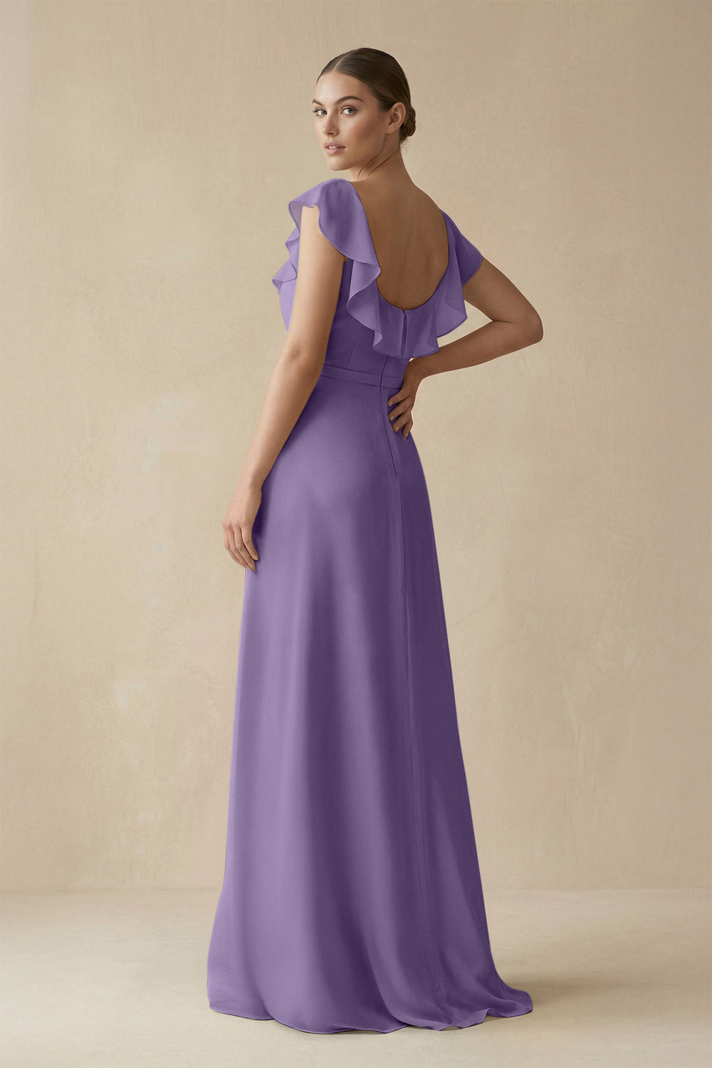 Square Neck A-Line Bridesmaid Dress with Ruffles in Tahiti