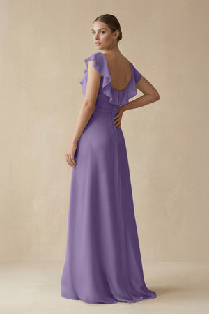 Tahiti Square Neck A-Line Bridesmaid Dress with Ruffles (2) | KISSBRIDAL