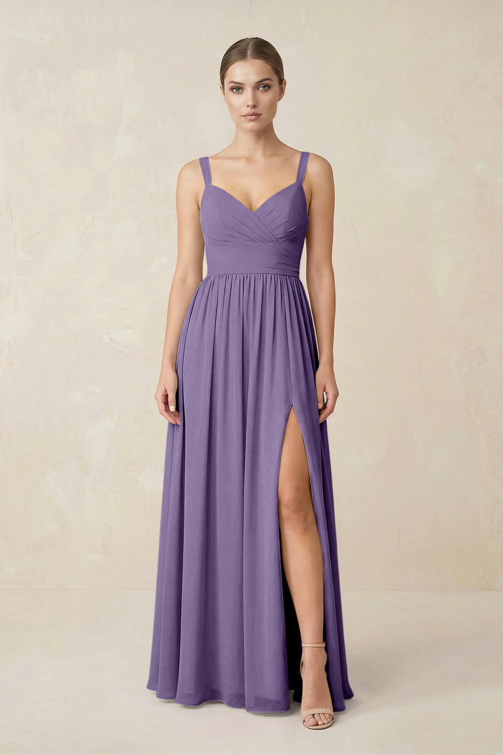 Sweetheart A-Line Chiffon Bridesmaid Dress with Slit in Tahiti