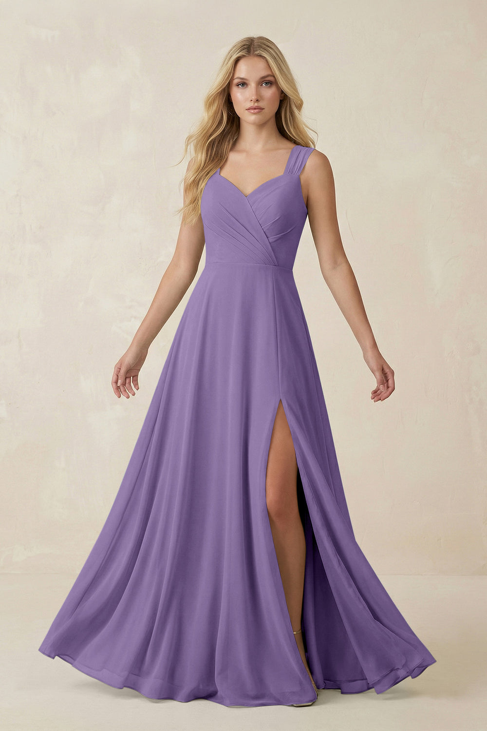 Sweetheart A-Line Chiffon Long Bridesmaid Dress in Tahiti