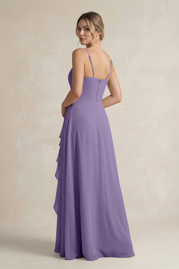 Tahiti Sweetheart Ruffled A-Line Chiffon Bridesmaid Dress with Slit (2) | KISSBRIDAL
