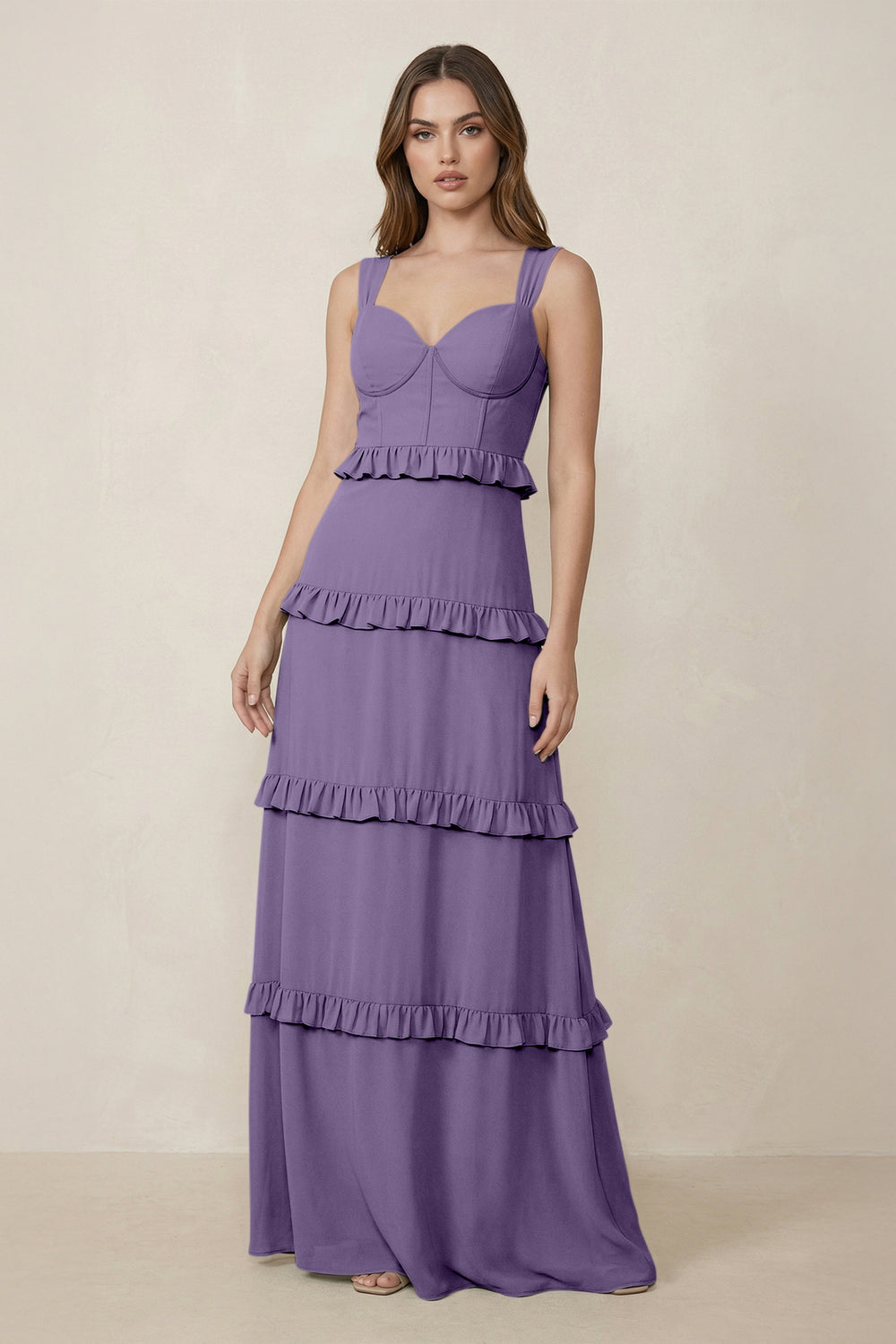 Sweetheart Tiered A-Line Chiffon Bridesmaid Dress in Tahiti