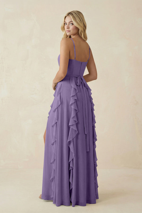 Tahiti Tiered Ruffle A-Line Chiffon Bridesmaid Dress (2) | KISSBRIDAL