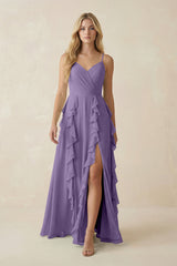 Tahiti Tiered Ruffle A-Line Chiffon Bridesmaid Dress | KISSBRIDAL