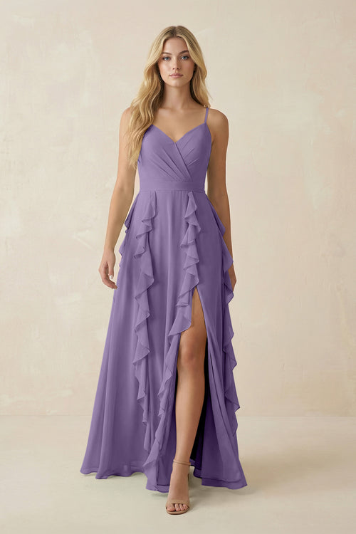 Tahiti Tiered Ruffle A-Line Chiffon Bridesmaid Dress | KISSBRIDAL