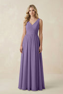 Tahiti V-Neck A-Line Bridesmaid Dress with Back Bow | KISSBRIDAL