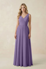 Tahiti V-Neck A-Line Bridesmaid Dress with Back Bow | KISSBRIDAL