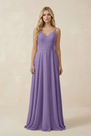 Tahiti V-Neck A-Line Chiffon Bridesmaid Dress with Crisscross Back | KISSBRIDAL