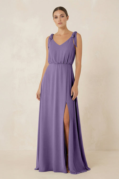 Tahiti V-Neck A-Line Chiffon Bridesmaid Dress | KISSBRIDAL