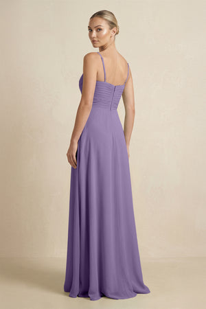 Tahiti V-Neck A-Line Chiffon Pleated Bridesmaid Dress (2) | KISSBRIDAL