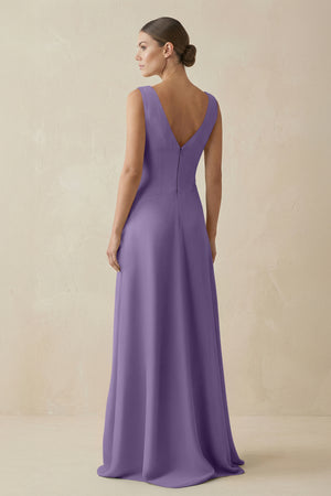 Tahiti V-Neck A-Line Chiffon Ruffled Bridesmaid Dress (2) | KISSBRIDAL