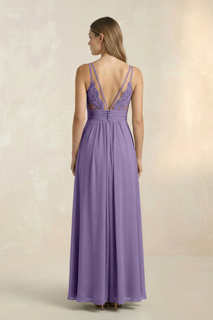Tahiti V-Neck A-Line Pleated Chiffon Bridesmaid Dress (2) | KISSBRIDAL