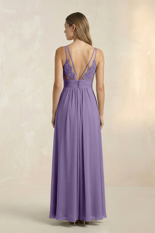 Tahiti V-Neck A-Line Pleated Chiffon Bridesmaid Dress (2) | KISSBRIDAL