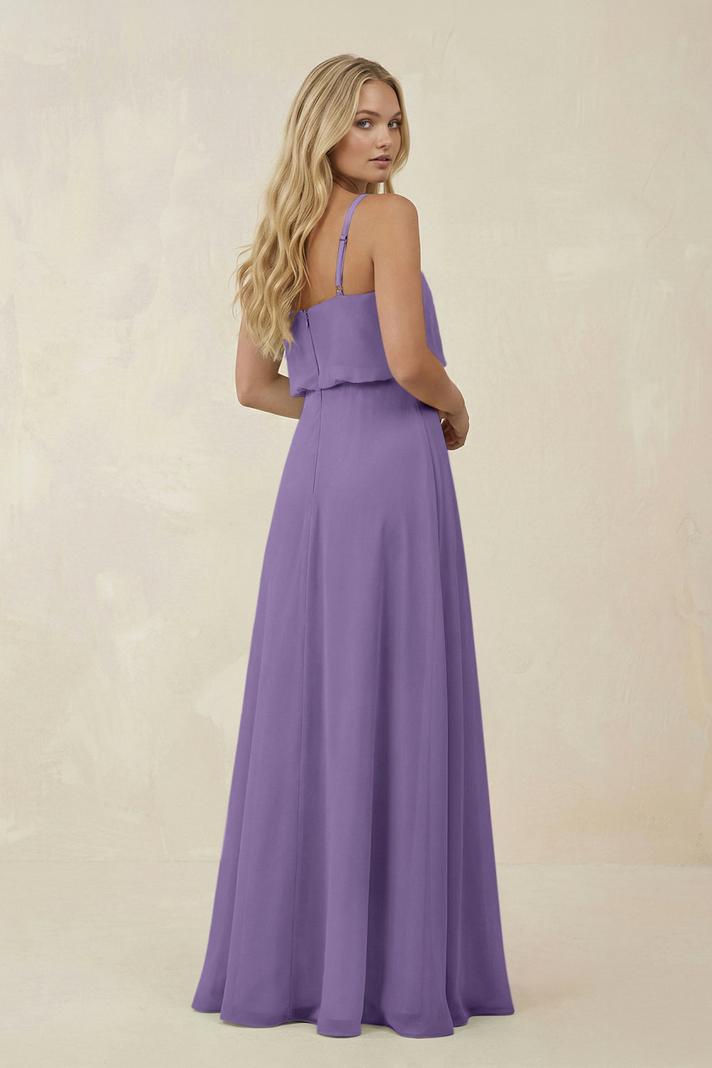 V-Neck Blouson A-Line Chiffon Bridesmaid Dress in Tahiti