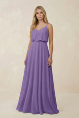 Tahiti V-Neck Blouson A-Line Chiffon Bridesmaid Dress | KISSBRIDAL