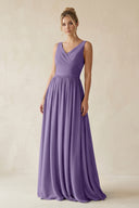 Tahiti V-Neck Chiffon A-Line Long Bridesmaid Dress | KISSBRIDAL
