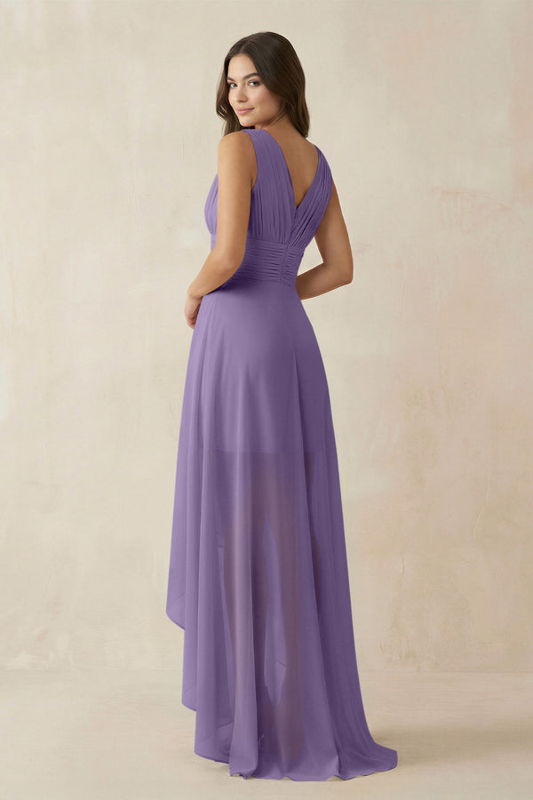 Tahiti V-Neck High-Low Chiffon Bridesmaid Dress (2) | KISSBRIDAL