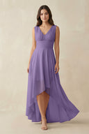 Tahiti V-Neck High-Low Chiffon Bridesmaid Dress | KISSBRIDAL