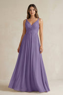 Tahiti V-Neck Pleated A-Line Chiffon Bridesmaid Dress | KISSBRIDAL