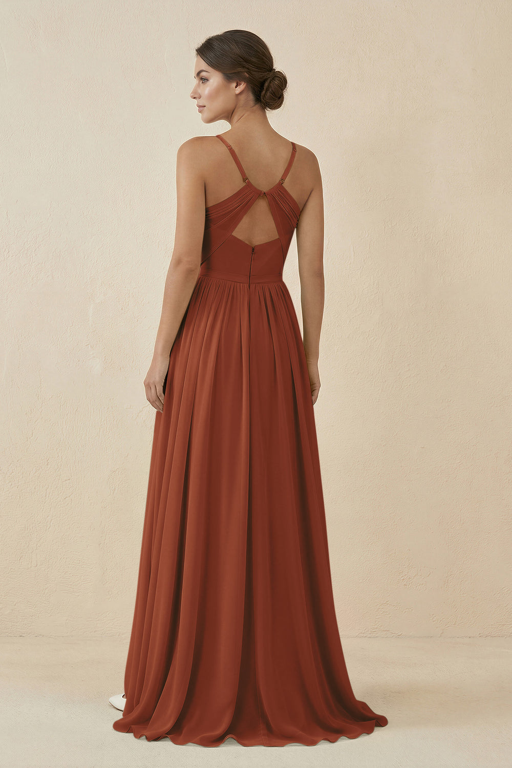 Sweetheart A-Line Chiffon Bridesmaid Dress in Terracotta