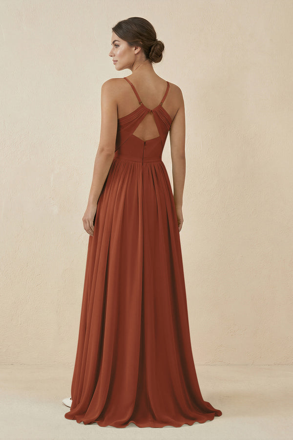 Terracotta Sweetheart A-Line Chiffon Bridesmaid Dress (2) | KISSBRIDAL