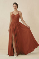 Terracotta Sweetheart A-Line Chiffon Bridesmaid Dress | KISSBRIDAL