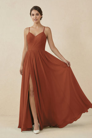 Terracotta Sweetheart A-Line Chiffon Bridesmaid Dress | KISSBRIDAL