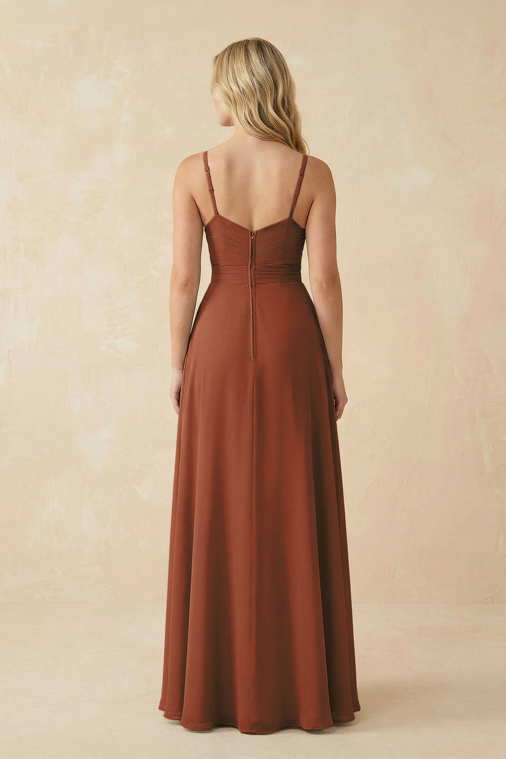 Sweetheart A-Line Pleated Chiffon Bridesmaid Dress in Terracotta