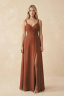 Terracotta Sweetheart A-Line Pleated Chiffon Bridesmaid Dress | KISSBRIDAL