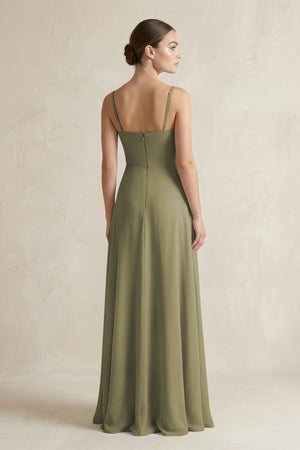 Thyme A-Line Chiffon Spaghetti Strap Bridesmaid Dress (2) | KISSBRIDAL