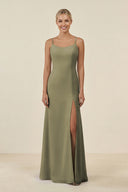 Thyme Cami Strap Chiffon Sheath Bridesmaid Gown | KISSBRIDAL