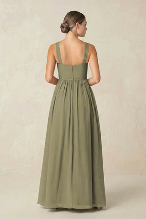 Thyme Cross Halter Neck Chiffon A-Line Bridesmaid Dress With Slit (2) | KISSBRIDAL