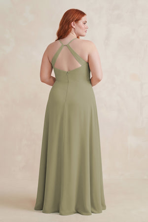 Thyme Ruched Sheath Chiffon Bridesmaid Dress (2) | KISSBRIDAL
