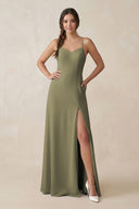 Thyme Ruched Sheath Chiffon Bridesmaid Dress | KISSBRIDAL