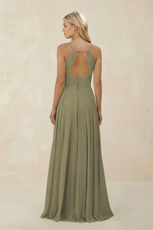 Thyme Spaghetti Strap A-Line Chiffon Bridesmaid Dress (2) | KISSBRIDAL