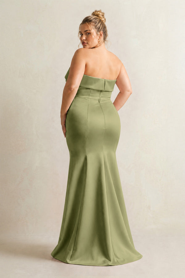 Thyme Strapless Satin Mermaid Bridesmaid Dress (2) [sizeplus] | KISSBRIDAL