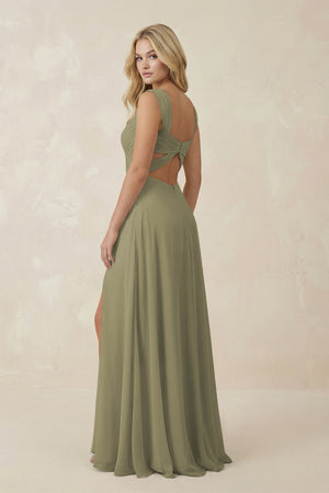 Thyme Sweetheart A-Line Chiffon Long Bridesmaid Dress (2) | KISSBRIDAL