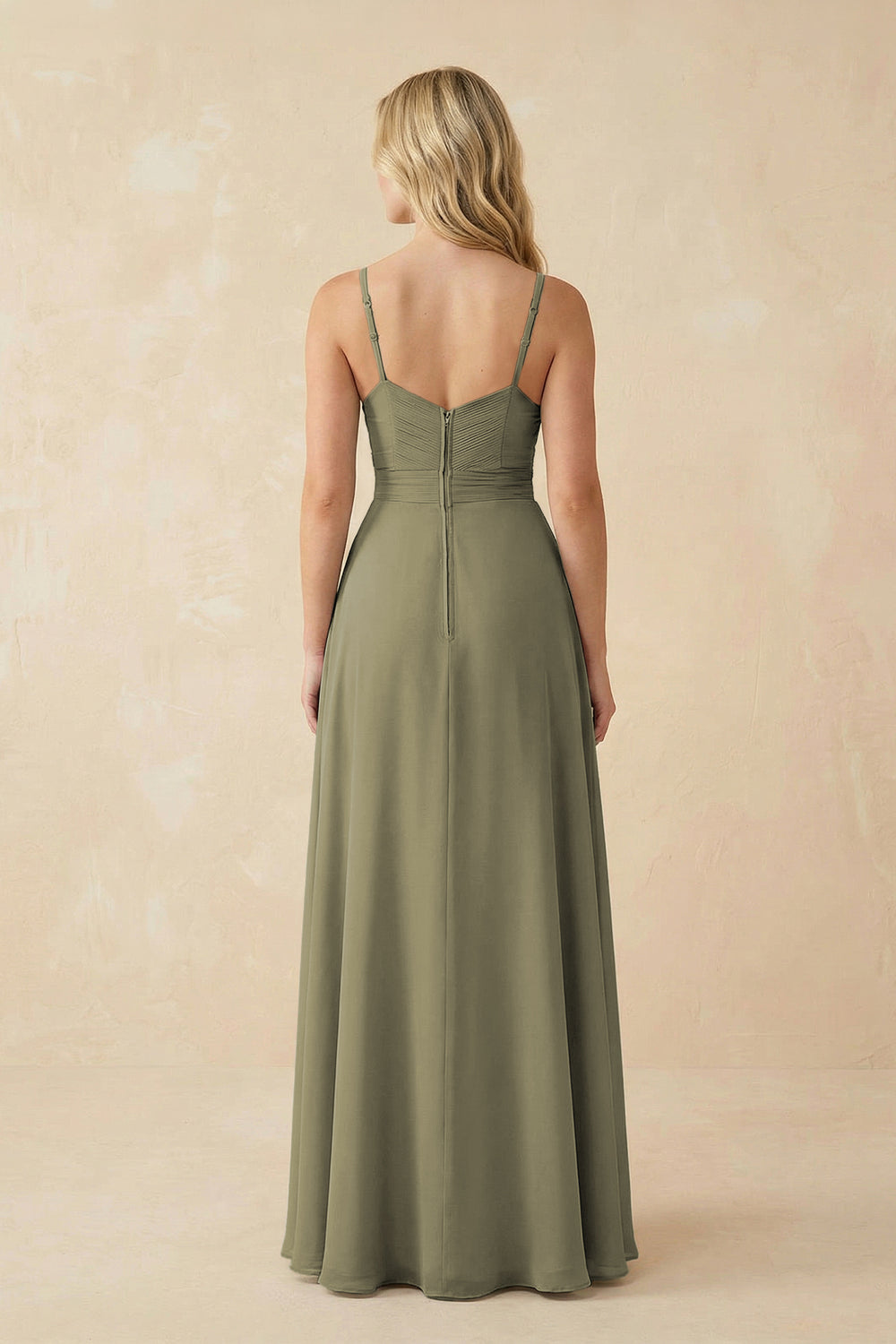 Sweetheart A-Line Pleated Chiffon Bridesmaid Dress in Thyme
